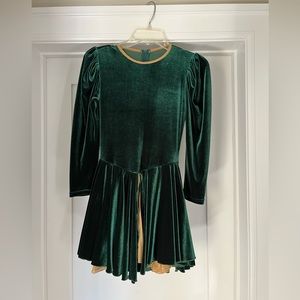 Green velvet Irish step dancing dress for junior